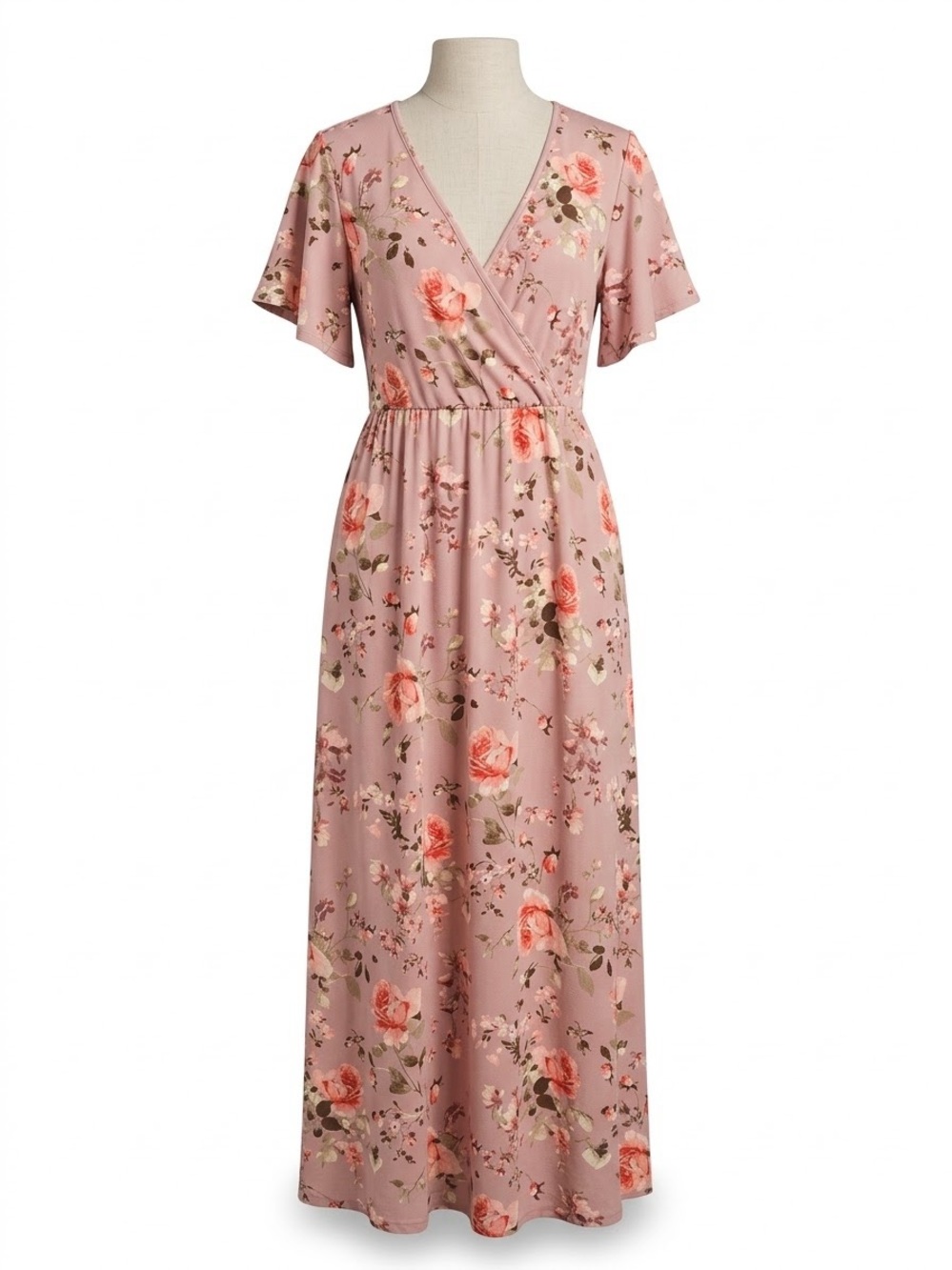 GLITZY GIRLZ / Blush Pink Floral Wrap Maxi Dress/ Womens Plus / 5x / NWOT